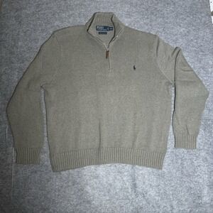 Polo Ralph Lauren Men's XXL Gray Pima Cotton 1/4 Zip Sweater